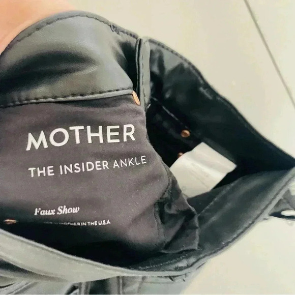 MOTHER Denim The Insider Ankle Jean Faux Show Vegan Leather Flare Night Out - Picture 4 of 11